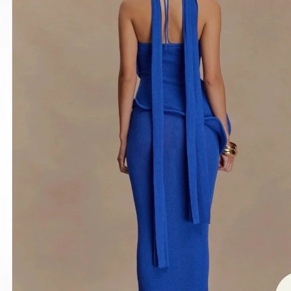 Meshki Blue Halter Maxi Dress - Picture 2 of 3